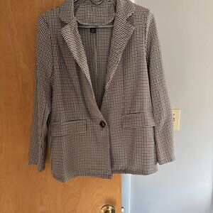 Shein Plaid Print Blazer Small